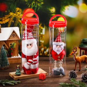2 Pcs Christmas Elf Carrier 4.2 x 4.2 x 12 Inch Xmas Plastic Jars Transparent Storage Containers with Lids for Christmas Decoration (Elf Not Included)