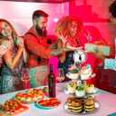 Layhit Disco Cupcake Stand 3 Tier Silver Glitter Metal Cake Holder Reusable Disco Table Decorations for Party Birthday Bachelorette Disco Ball Platterdessert Centerpiece Supply