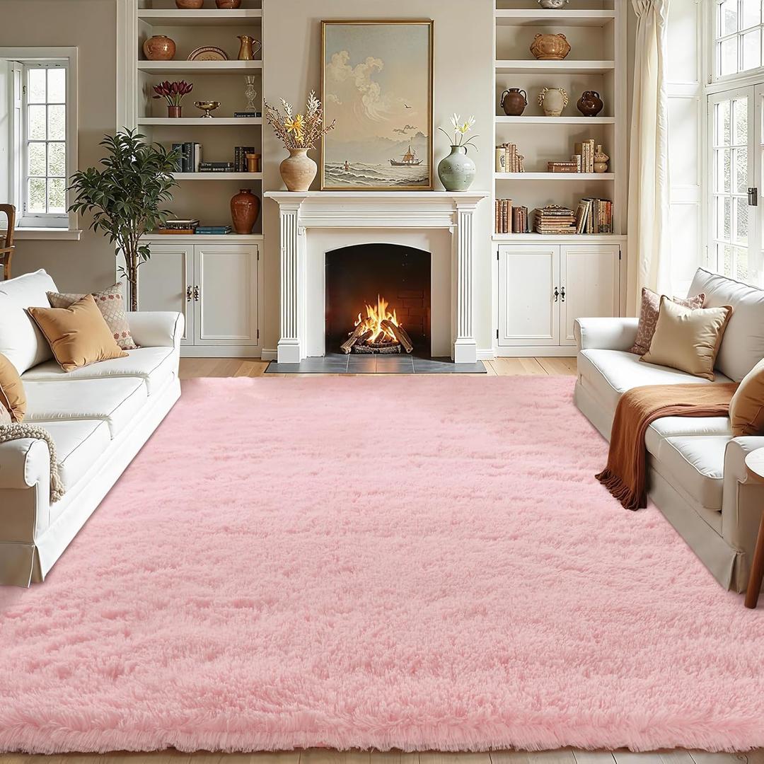Fluffy Area Rugs for Bedroom - Soft Plush Shag Rug for Living Room Nursery Kids Room - Non Slip Fuzzy Shaggy Floor Carpets for Girls Boys Play Room Dorm Decor (Pink, 5' x 7')