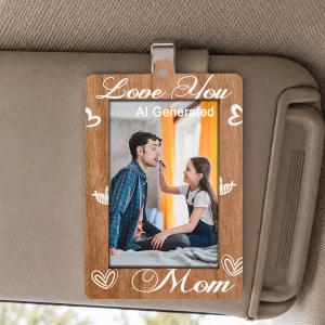 Dad Gift from Daughter Son, Birthday, Daddy Daughter Picture Frame for Car Decoration, Wooden Car Hanging Picture Frame, Holds 2 * 2.95 inches Photo