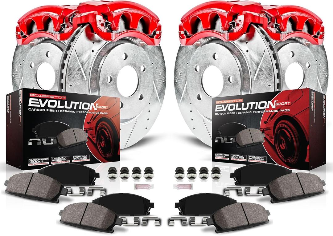 Power Stop KC2742 1-Click Performance Brake Kit with Caliper For Acura TSX 2009-2010, Honda Accord 2008-2010 [Model Specific]