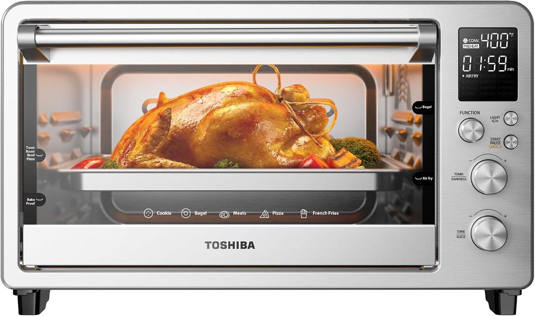 TOSHIBA ChefFry Air Fryer Toaster Oven Combo, 26.4 QT Large Capacity, 12-in-1 Countertop Toaster Oven, Stainless Steel, 25l