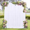 MEETSKY 10 feet x 10 feet White Backdrop Curtains Valentine's Day Birthday Party Wedding Backdrop,White Photography Rod Pocket Drapes Polyester Fabric Curtain for Baby Shower,5ft x 10ft,2 Panels