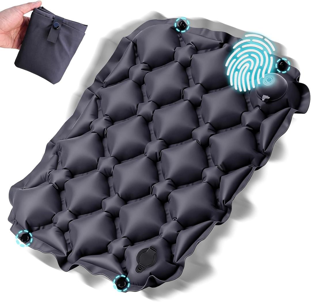 Sekey Inflatable Seat Cushion with Press Valve -2in Thick Airplane Seat Cushion, Ultra Portable & Lightweight, for Long Flights, Stadium, Camping, Office, Car Travel-Deep Gray