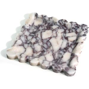 Natural Marble Vanity Tray - Luxury Scalloped Marble Storage Tray for Home Decor - Square (9.8 * 9.8) - Calacatta Viola