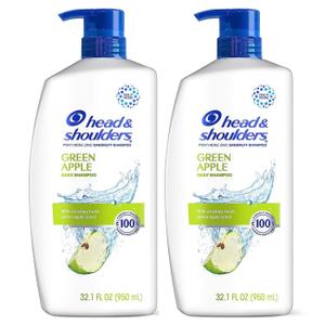Head & Shoulders Anti-Dandruff Shampoo with 1% Pyrithione Zinc, Clinically Proven & Scalp Care Treatment, Fresh Green Apple Scent, 32.1 Fl Oz Each, 2 Pack