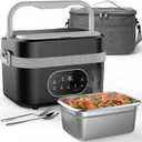Cordless Electric Lunch Box for Adults: 1.5L Heated Lunch Box for Men Women with Automatic Heating 18000mAh Rechargeable Portable Food Warmer with Bag and Tray Divider for Office Truck Outdoor