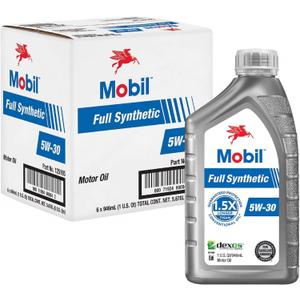 Mobil Full Synthetic Motor Oil 5W-30, 1 Quart (6-pack)