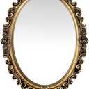 Vintage Wall Mirror Gold Oval Decorative Mirror 12 x 8.3 inch Small Hanging Mirrors for Bedroom Living-Room Dresser Gallery Decor (Antique Gold)