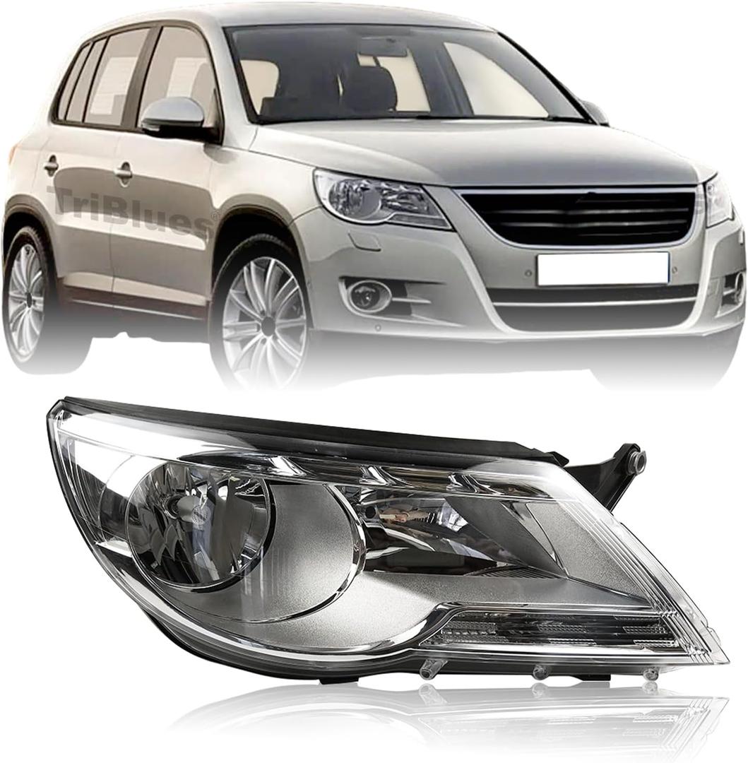 Headlights Replacement for 2009 2010 2011 Volkswagen VW Tiguan S SE SEL 2.0L SUV, Headlight Clear Lens Right Passenger Side Front Head Light Headlamp