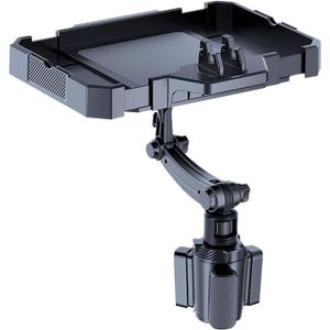 Larger Car Cup Holder Tray, 9~11 inch Expandable Car Food Tray for Eating Hamburger/Snacks, Car Travel Cup Coffee Table Stand 360 Rotating Tray Table with Phone Holder, Road Trip Essentials