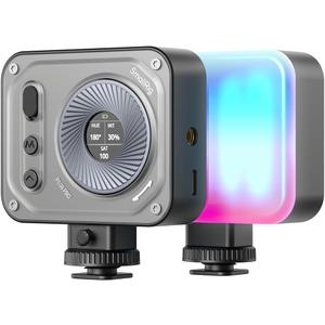SMALLRIG Vibe P108 Pro RGB Video Light, Portable Led Camera Light for Photography, Cold Shoe Light, CRI95+, 2500-6500K, 12 Effects, Fill Light Accessories for Content Creator, Streaming, Light Gray