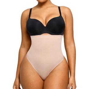 SHAPELLX Shapewear Tummy Control Seamless High Waisted Body Shaper Waist Slimming Thong Underwear Girdle Tummy Slimmer (01-skin-thong)