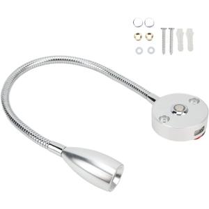 Aramox RV LED Reading Light, 12-24V Gooseneck Wall Mount Lamp, 3W Dimmable, 3 Colors, Silver, for Boat
