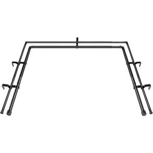 1 Inch Heavy Duty Double Bay Window Curtain Rod, 36-72 Inch Telescoping Center Rod, 20-36 Inch Adjustable Side Rod Set, Black, End Cap Finials