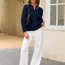 ZAFUL Womens Fall Cable Knit Sweaters Long Sleeve V Neck Chunky Casual Pullover Tops 2025 Fashion Clothes Winter Trendy (M)