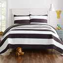 Urban Playground Comforter Set Bedding, Quilt Twin, Lavelle Black White 