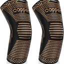 FCNUSX Copper Elbow Brace Compression Sleeves for Pain Relief Men Women, Arm Support Forearm Pads Braces for Tendonitis, Tennis, Golfers, Arthritis, Weight lifting (XSmall, Black)