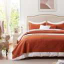 LEAONME Full/Queen Quilt Set 3 Pieces, Lightweight Burnt Orange/Rust Bedspread-90''x98'', Soft Microfiber Summer Quilt, Luxurious Warm Coverlet Set for All Seasons (Includes 1 Quilt, 2 Shams)