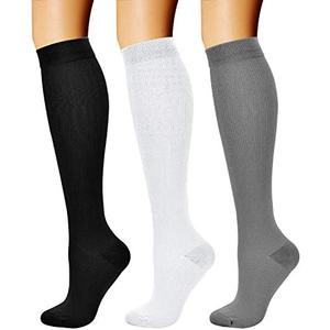 CHARMKING Compression Socks for Women & Men Circulation (3 Pairs) 15-20 mmHg is Best Support for Athletic Running Cycling Size S/M