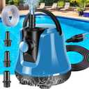 Submersible Water Pump, Adjustable Flow Sump Pump, Pool Cover Pump Above Ground, Electric Portable Water Removal Pumps, Water Pump for Pool Draining with 10ft Drainage Hose,3 Adapters,950GPH