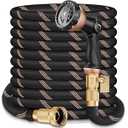 100FT Garden Hose w/ 10 Function Spray Nozzle, 2026 Ultra Lightweight Water Hoses, 3/ 4" Brass Connectors- Durable, Lightweight & Flexible Water Pipe for Outdoor & Gardening(Black Rose gold)