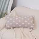 Decorative Lumbar Pillow Cover 12x24 inch, Floral Beige Cotton Rhombic Jacquard Pillowcase Soft Cushion Cover for Couch for Sofa Bed Room Livingroom, Pack of 1 (Cover Only)