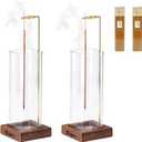 Ceremony Incense Holder,2Pack Wood Incense Holder for Sticks with Glass Ash Catcher,Incense Burner for Meditation Yoga Spa Room Decor
