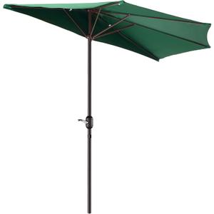 Patio Umbrella - 9FT Half Umbrella Outdoor Patio Canopy with Easy Hand Crank - Condo, Townhouse, or Balcony Furniture (Forest Green)