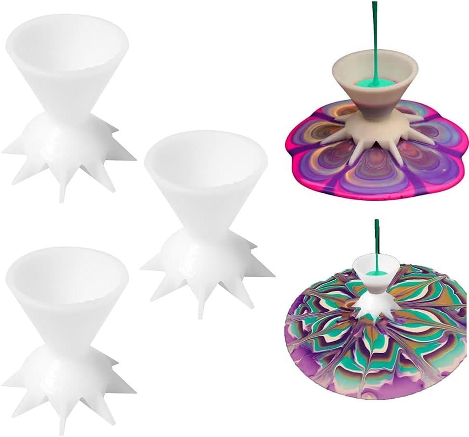 Atyhao Paint Pouring, Acrylic Paint DIY Painting Tool, Funnel Mini 7 Leg for Flower Pattern Paint, Ideal for Young Artists and Beginners (White)