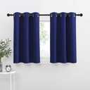 NICETOWN Royal Blue Blackout Kitchen Curtains - Energy Smart Blackout Grommet Curtain Panels for Bathroom/Loft Window/Living Room (42W by 36L 1.2 inches Header, Set of 2)