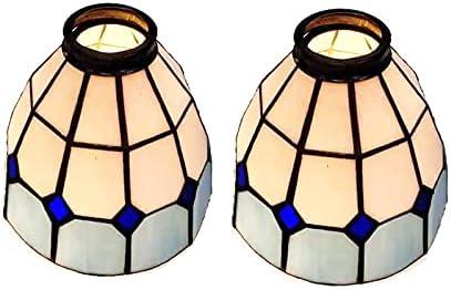 HUIMEIJU Glass single lampshade 2PCS set Blue glass fan lamp, wall lamp, chandelier replacement lampshade 6 inch stained glass single Lampshade