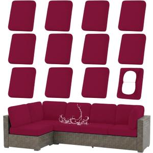 hyha Waterproof Outdoor Cushion Covers for Patio Furniture, Stretch Patio Chair Cushion Slipcovers, Coated UV Resistant Replacement Seat Covers, Solid Color (Wine Red, 12PC)