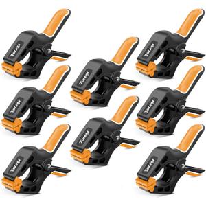 TOLESA Heavy Duty Spring Clamps 4 Inch 8 Pcs Large Wood Clamps with 30Lbs Powerful Clamping Force Deep Throat Nylon Clamps for Woodworking Photography Backdrop Household Use Cover Holding Wood Gluing