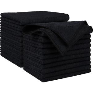 AIDEA Microfiber Cleaning Cloth Black 20PK, Microfiber Towels for Cars, Premium Car Cloth, Dusting Cloth Lint Free Cleaning Rags for SUVs, House, Kitchen, Window, Workshops,12x12"