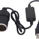 LIXIN 12V Car Cigarette Lighter, USB to Socket Female Cable Converter-Black ((1.2m/3.9ft))