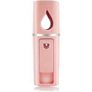 Portable Nano Facial Mister Mini Facial Steamer Atomization Eyelash Extensions with Mirror & 20ml Visual Water Tank (Pink)