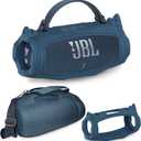 JCHPINE Silicone Cover and Hard Carrying Case for JBL Charge 6 Portable Bluetooth Speaker Accessories, Protective Cases for JBL Charge 6 AI Sound Bluetooth Speaker with Shoulder Strap (Blue)
