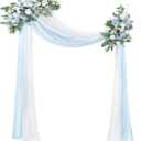 Canlierr Wedding Arch Flowers Kit Pack of 4 Include 2 Pcs Artificial Flower Arrangement and 2 Pcs Chiffon Draping Fabric for Wedding Decor Backdrop Ceremony Bridal Shower Banquet Party (Blue)