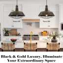 Brass Industrial Pendant Lights 2 Packs, 18.1 Inch Oversized Farmhouse Vintage Pendant Light, Black and Brass Barn Pendant Light with Wire Cage, Island Pendant Lights for Kitchen Warehouse
