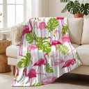 Flamingo Blanket Throw Decor Gifts for Girl Teen Blue Soft Decorative Flannel Fleece Cozy Blankets for Bed,Sofa,Couch,Camping and Travel Warm Fuzzy Blankets50''x 60'' (Pattern 7)