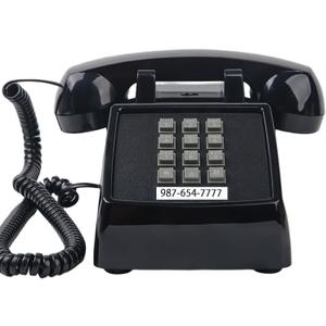 Classic Retro Landline Phone (Mechanical Ringer), Vintage Desk Phone (Hearing Aid Compatible), 2500 Desk Phone,Old Fashion Corded Telephone for Home, Plug and Play, Black