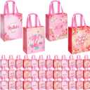 48 Pcs Mother's Day Gift Bags Bulk with Handle Reusable Floral Non Woven Love Mom Treat Goodie Bags Gift Wrap for Mom Grandma Happy Mother's Day Party Favor Supplies