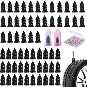 4 x 60 Pcs Tire Repair Screws, Tire Patch Kit, Screw in Tire Plugs,Quick Tool Tire Plugs, Self-Service Tire Repair Rubber Nail Kit for Patching Punctures in Vacuum Tires of Cars, Motorcycles (60)