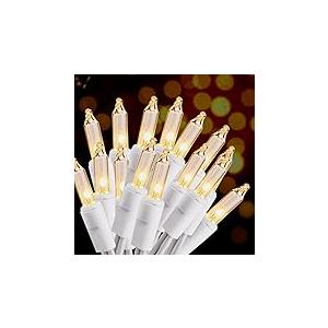 PREXTEX 100 Count Clear Christmas Lights - 20 ft Ultra Bright String Lights with Green Wire for Indoor and Outdoor Use, Christmas Trees, Holidays, Patios and Garden