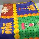 SATVIK 8x5ft. Fabric Backdrop for Ganpati Pooja Pujan Décor Puja Cloth Backdrop Mehndi Diwali Festival Marigold Garland Lotus Floral Tulle Curtain Wedding Bridal Anniversary Baby Shower Wall Banner