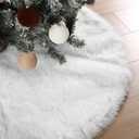 48 Inch Thick Faux Fur Christmas Tree Skirt, Plush Luxury Soft Tree Skirt for Home Xmas Party Holiday Indoor Decor (48-inch,4.4 Lb/ 2000 g,White)