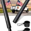 6 Foot Carbon Fiber Flag Pole for Truck, RV, Car, Pickup, Jeep, Trailer, SUV, Vehicle, Heavy Duty Flagpole, Rustproof for All Weather, Without Holder (Black, 1.25 Inch)