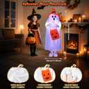 Halloween Decorations Outdoor Ghost Decor Light-Up Color-Changing Spooky Ghost Porch Decorations Trick or Treater with Candy Pocket Ghost 2026 New Halloween Decor Indoor 1PACK 43" H