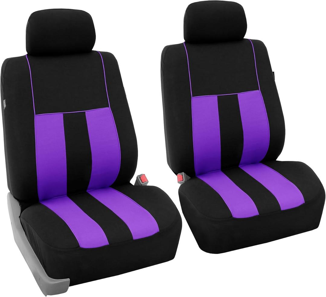 FH Group Striking Striped Car Seat Covers - Universal Fit, Washable Seat Covers for Cars, SUVs, Vans, Sedans, Purple, Front Set